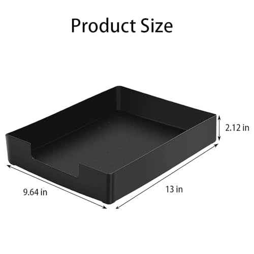 Letter-Size Tray, 2PCS Desk Drawer Organizer, A4 Plastic Paper Tray, Stackable Plastic Paper Holder File Organizer for Office, School, Home Storage (2X Black)