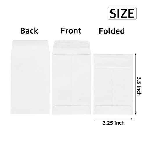 Small Coin & Seed Envelopes 200 Pack White 2 1/4 x 3 1/2 Inch Self-Sealing