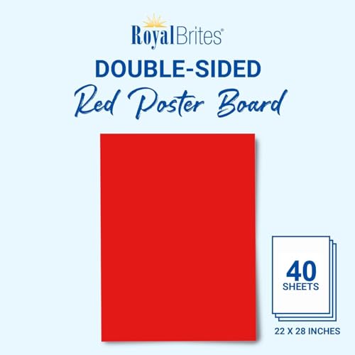 Royal Brites Red Poster Board 22x28 in - 40 Sheets, Water & Fade Resistant