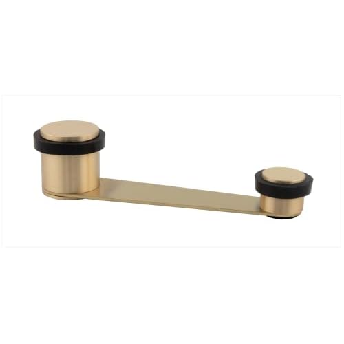 EVI Herrajes | Door Swivel Retainer Stop | Useful Hole 70 mm Thick | Black Rubber | Matte Finish Brass | Adhesive Fixing or with Screw+Dowel | Mod. I-152DUALLMT