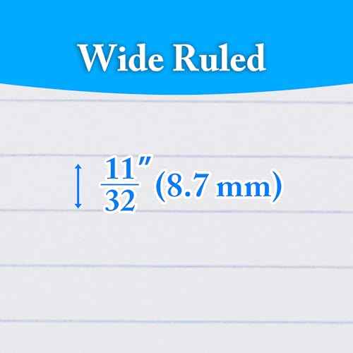 BAZIC Products Notebook Wide Ruled 1 Subject 80 Sheets Wireless Notebooks, 3 Punched Holes Lined Composition Book, Assorted Color, 24-Pack