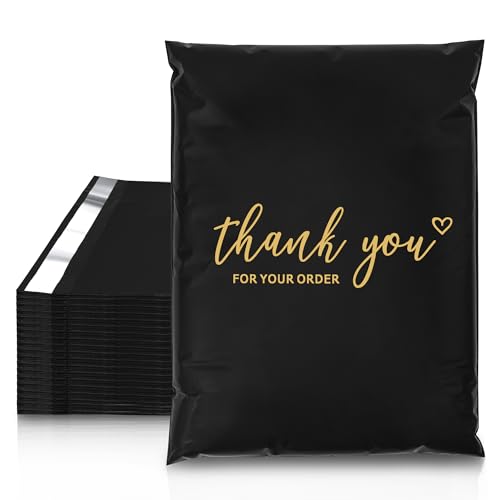Black 10x13 Inch Poly Mailers - 100 pcs Self-Sealing Waterproof Shipping Bags