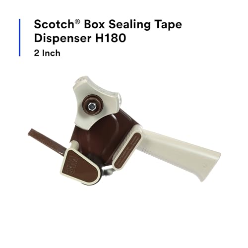 3M Scotch Box Sealing Tape Dispenser H180 – Handheld 2" Tape Gun, Gray