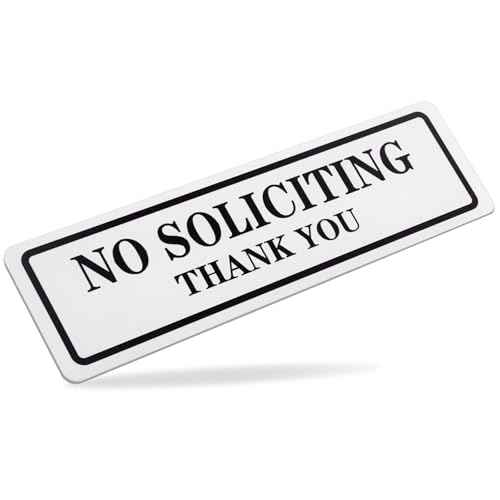 No Soliciting Sign for House That Keeps Solicitors Away, Super strong tape for all surfaces, 8.3 ¡¿ 2.4 In,2025 version, Perfect for Home Office Front Doors, Windows, Walls, Courtyard