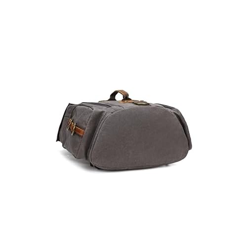 peacechaos Heavy-Duty Waxed Canvas Backpack for Men, 17 Inch Laptop Rucksack with Genuine Leather, Multi-Pocket Travel Bag for Work, Hiking, and Camping