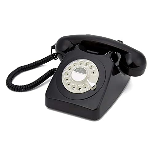 GPO 746 Rotary 1970s-style Retro Landline Phone - Curly Cord, Authentic Bell Ring