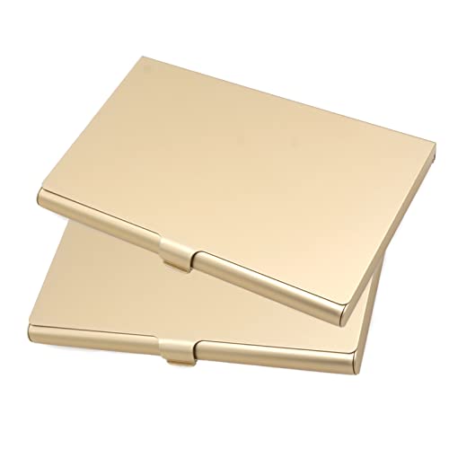 Joyangy Gold Aluminum Business Card Holder Slim Flip Pocket Case – 2 Pack