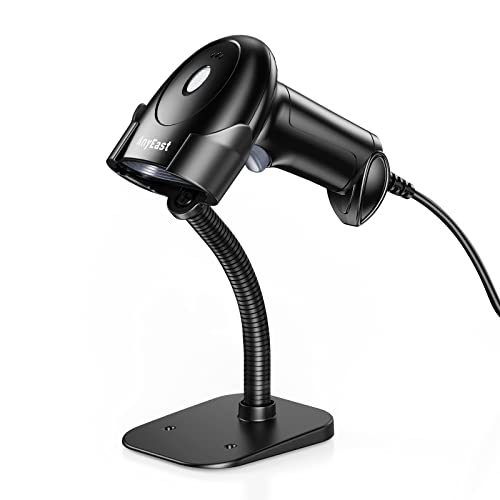 Barcode Scanner with Stand, USB Wired Inventory 2D 1D QR Code Scanner for Computer POS MAC with Automatic Screen Scanning, Handheld CMOS Image Bar Code Reader for Warehouse Library Supermarket