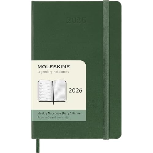 Moleskine Classic 12 Month 2026 Weekly Planner, Hard Cover, Pocket (3.5" x 5.5"), Myrtle Green, 144 pages
