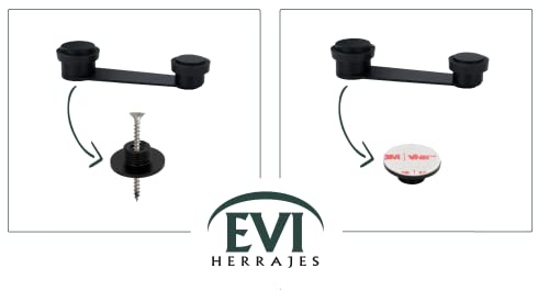 Black Adhesive Door Stopper |with 50mm Thick Door Retainer | Black Rubber | Includes Screw + Plug | Mod. I-164 |EVI