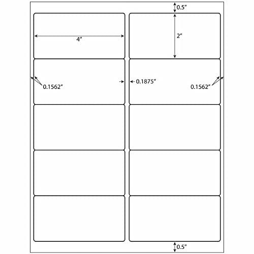 10up 500 Sheets Sticker Labels Compatible Laser/Ink Jet Shipping Labels, 2" X 4" Labels for Shipping/Mailing (5000 Labels)