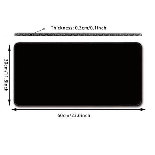 Large Black Mouse Pad 24x12 inch Non-Slip Desk Mat with stitched edges