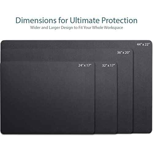 Vine Creations Leather Desk Mat Large 44" x 22", Desk Protector Mat, PU Leather Desk Pad, Large Mouse Pad, Desk Blotter, Desk Pads on Top of Desks, Desk Matt for Desktop, Office Desk Mat (Black)