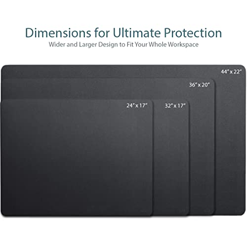 Vine Creations 36x20 Inch Black Leather Desk Pad - Waterproof Reversible Office Mat