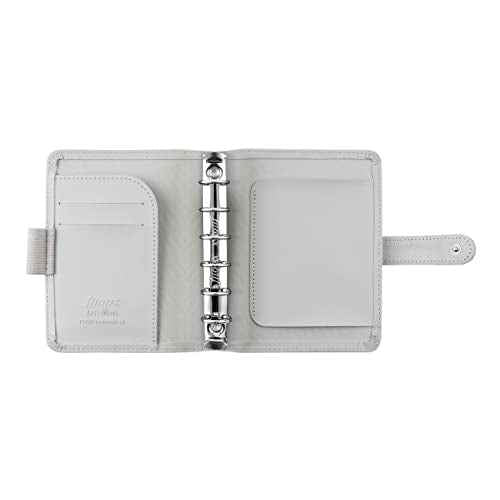 Filofax Saffiano Organizer, Pocket Size, Granite - Cross-Grain, Leather-Look, Six Rings, Week-to-View Calendar Diary, Multilingual, 2025 (C028812-25)