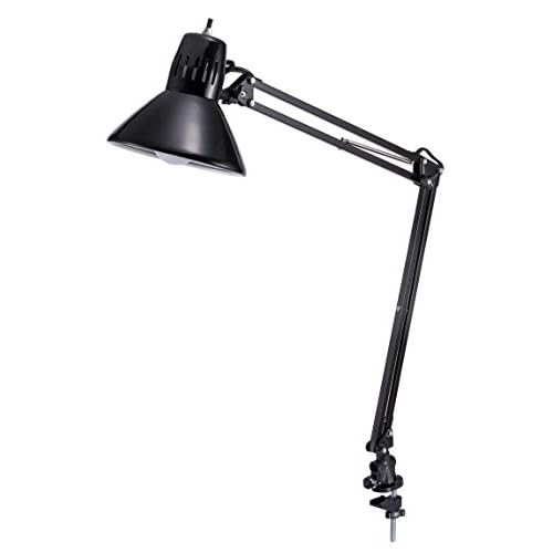 Bostitch Office VLF100 LED Swing Arm Desk Lamp with Clamp Mount, 36" Reach, Includes LED Bulb,Black