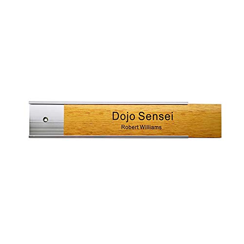 Silver Aluminum Name Plate Holder 2x8 Inch Wall or Door Mount - 5 Pack