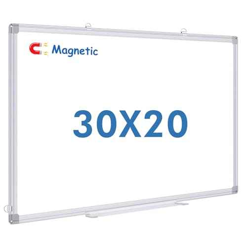 Double Sided White Board Dry Erase, 30 x 20 inch Magnetic Dry Erase Board Whiteboard for Wall, Aluminum Frame Wall-Mounted or Hanging Whiteboard Marker Board Writing Board