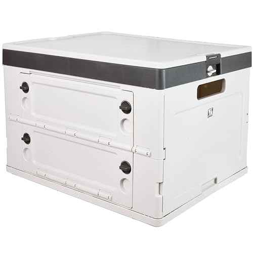 Wellmax Collapsible Crate with Lid - 44LB Stackable Foldable Crate for Groceries, Office & Car Trunk Organizing