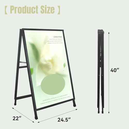 A Frame Sign 24x36 Inches Portable Sandwich Board Outdoor Sign Holder Heavy Duty Display Double Sided Sidewalk Sign Ideal for Mall Restaurant Supermarket Trade Shows (Frame only),1PACK