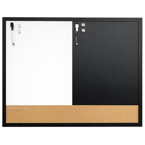 3-in-1 Magnetic Dry Erase Board Chalkboard Cork Organizer 24x36"