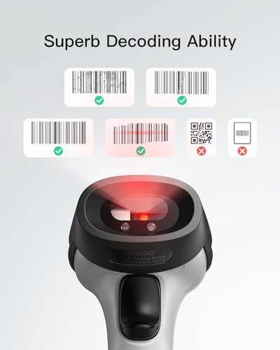 Inateck 1D Bluetooth Barcode Scanner with 2600mAh Battery, 115ft Range, BCST-70