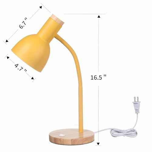 Table Lamp,Wooden Adjustable Desk Lamp,Dorm Lamp&Bedside Lamp for Living Room, Bedroom, Kids Room (Yellow)