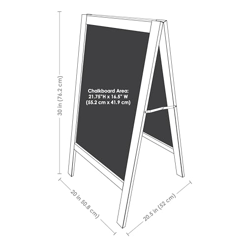 Sunnydaze Magnetic A-Frame Chalkboard Sign - Double-Sided Chalk Sandwich Board Sidewalk Sign - 30" x 20" - Black