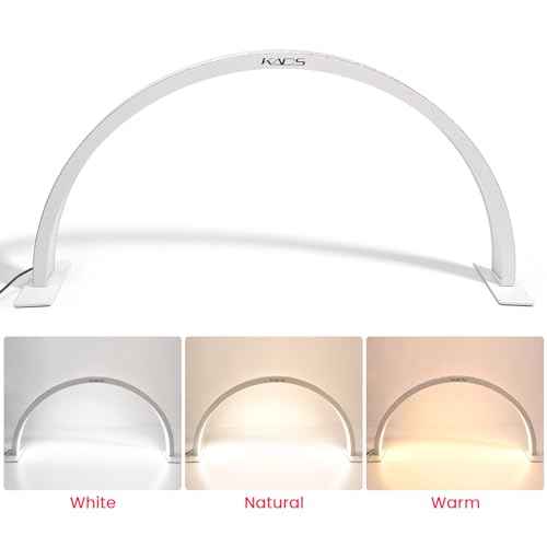 KADS Half Moon Nail Lamp for Desk, 22.6In Stepless Adjustment Lash Lamp, 3000K-6000K, Tattoo Lighting Lamp, Nail Desk Lamp (White)
