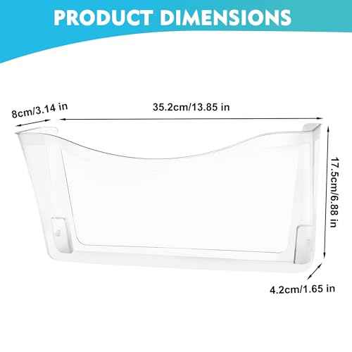EASEPRES 8 Pack Clear Single Pocket Hanging File Organizer, Plastic Wall Mount Paper Mails Magazines Holder, Mounted Folder Bins for Office, School and Home, 13.85x3.14x6.88 inches