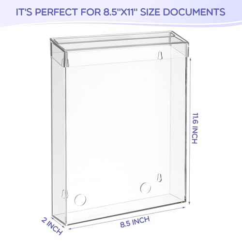 Thyle 8.5” x 11” Waterproof Clear Outdoor Brochure Holder Wall Mount Lid