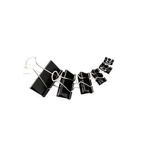 DSTELIN Binder Clips Paper Clamps Assorted Sizes 100 Count (Black), X Large, Large, Medium, Small, X Small and Micro, 6 Sizes in One Pack, Meet Your Different Using Needs.