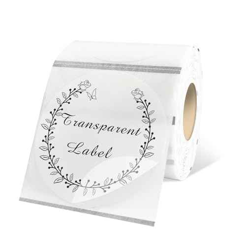 2" Round Transparent Thermal Label Stickers,Self-Adhesive Direct Thermal Labels,300 Sheets with Perforation Line in ROLL