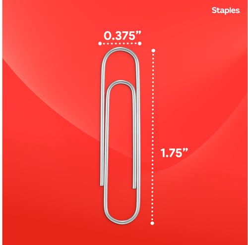 Staples Jumbo Paper Clips, 1,000-Pack - Large Steel, Silver