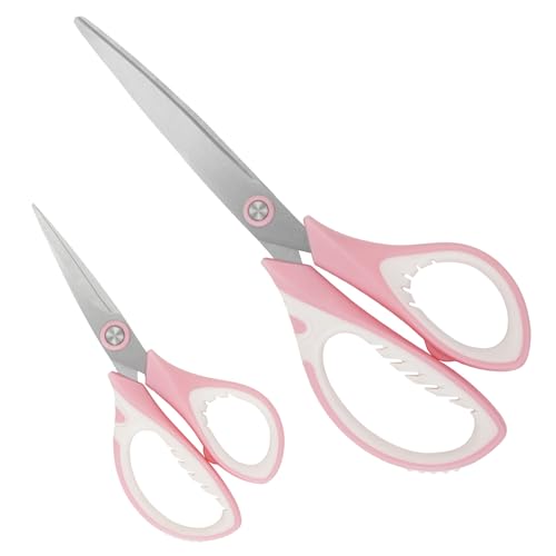 MANUFORE Pink Professional Sewing Scissors Set: Big and Small Scissors, Rotary Cutter with 3pcs Extra Blades for Cutting Fabric