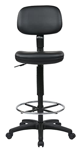 Office Star DC Series Drafting Chair with Foot Ring & Sculptured Foam Seat (Black Vinyl)