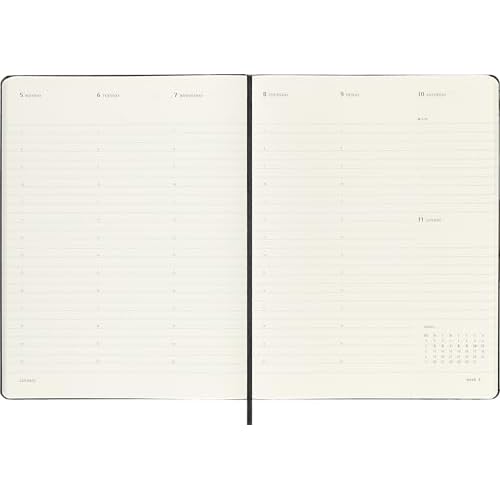 Moleskine PRO 12 Month 2026 Weekly Vertical Planner, Hard Cover, XL (7.5" x 9.75"), Black, 288 pages