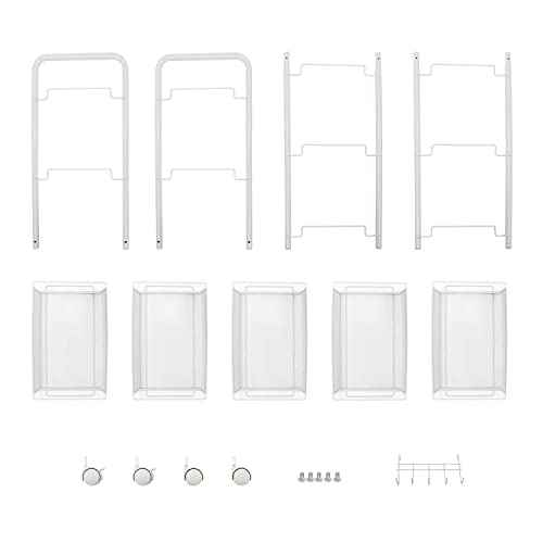 JANE EYRE 5-Tier Rolling Utility Storage Rack Cart on Wheels, Trolley Craft cart, Multi-Purpose Organizer Shelf, White