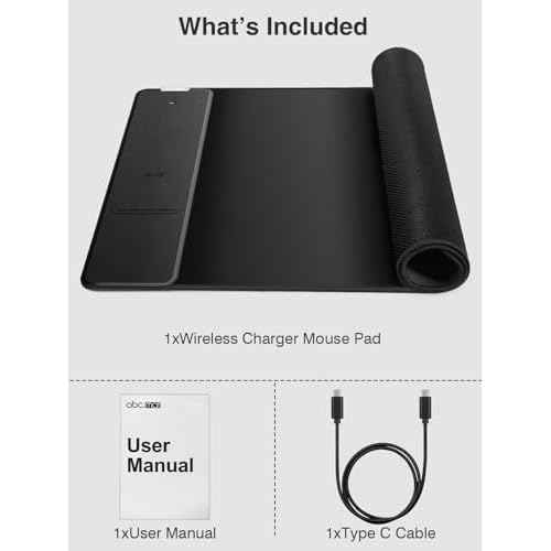 Wireless Charging Mouse Pad, Gaming Mouse Pad, 31.5"x15.8" Large Desk Mat for Laptop/Keyboard, Waterproof Smooth Surface, Non-Slip Base, Black