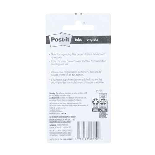 Post-it Tabs, 1 in Solid, Aqua, Yellow, Pink, Red, Green, Orange, 6/Color, 36/Dispenser (686-ALOPRYT)