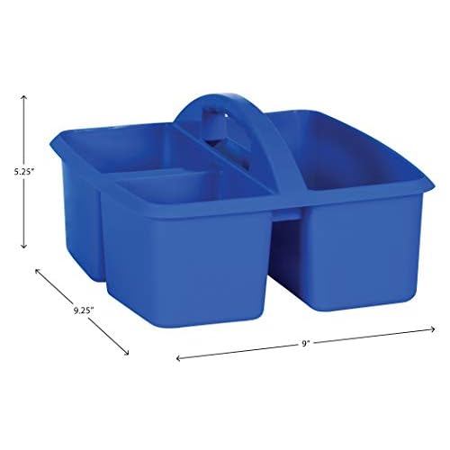 Teacher Created Resources Blue Portable Plastic Storage Caddy 6-Pack for Classrooms, Kids Room, and Office Organization, 3 Compartment