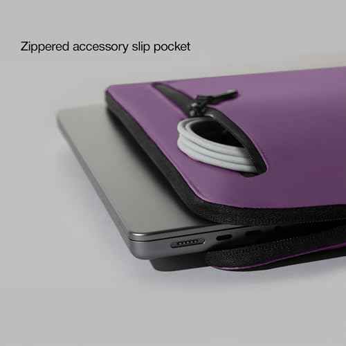 Incase Compact Laptop Sleeve with Flight Nylon - 16 Inch MacBook Pro and Laptop Case ? Slim Computer Sleeve with Faux Fur Lining, Front Accessory Pocket with Zipper - Nordic Mauve