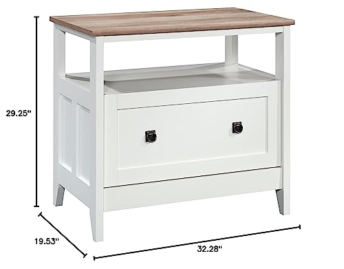 Sauder August Hill File Cabinet 1-Drawer with Open Shelf, Legal Size Filing Cabinet - Soft White Finish