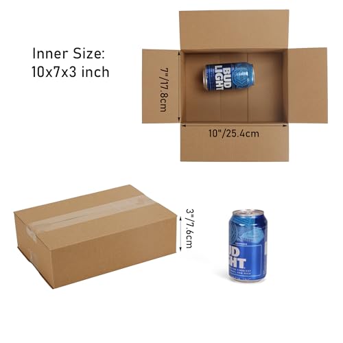 CRUGLA 40 Pack Brown 10x7x3 Inch Shipping Boxes for Small Business - Corrugated Cardboard Bulk Mailing & Packing