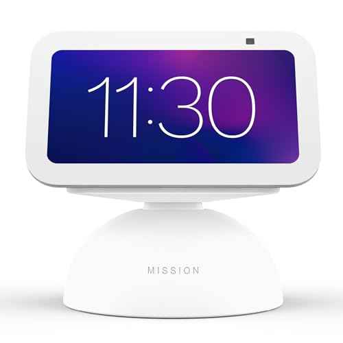 Mission 2-in-1 Tilt & Battery Stand for Echo Show 5 (3rd Gen, 2023 Release) (Make Your Echo Show Portable) - Glacier White