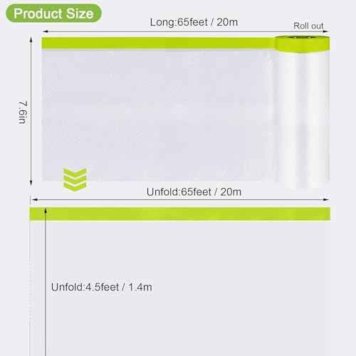 Pre-Taped Masking Film-55inx65ft Tape and Drape Painters Paper Rolls, Plastic Painting Film for Automotive Painting Covering £¨Masking Film:10rolls,Tape:5rolls£©