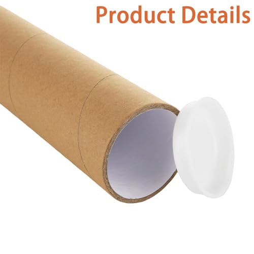 15 Pack 2x15 Inch Kraft Paper Poster Tubes with Caps for Shipping & Storage