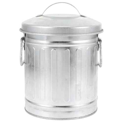 Zerodeko Cute Traditional Mini Metal Trashcan On The Desktop, Decorative Galvanized Bucket, Multifunctional Organizer & Flower Pot for Home, Office, Bathroom, and Cabin (Silver, 5.1" x 7.5")