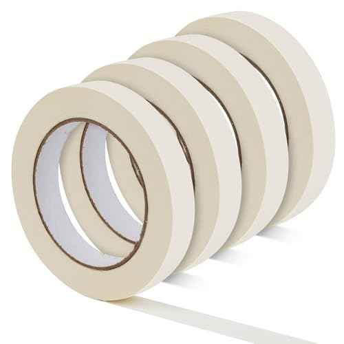 Masking Tape, 0.75 inch Wide Painters Tape, 4 Pack Strong Adhesive Labeling Tape, Beige White, 55 Yards per Roll (220 Total Yards) for Home, Office, Labeling, School, DIY, and Crafts