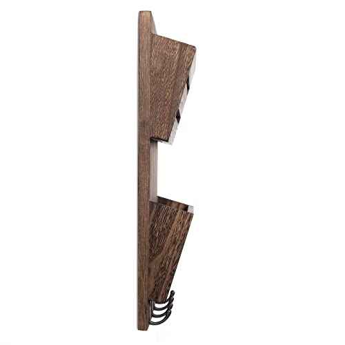 MOOACE Mail Organizer Wall Mount with Key Hooks, 2-Slot Wood Mail and Key Holder, Wall File Organizer Office Letter Folder Accessories Organizer Home Farmhouse Decor
